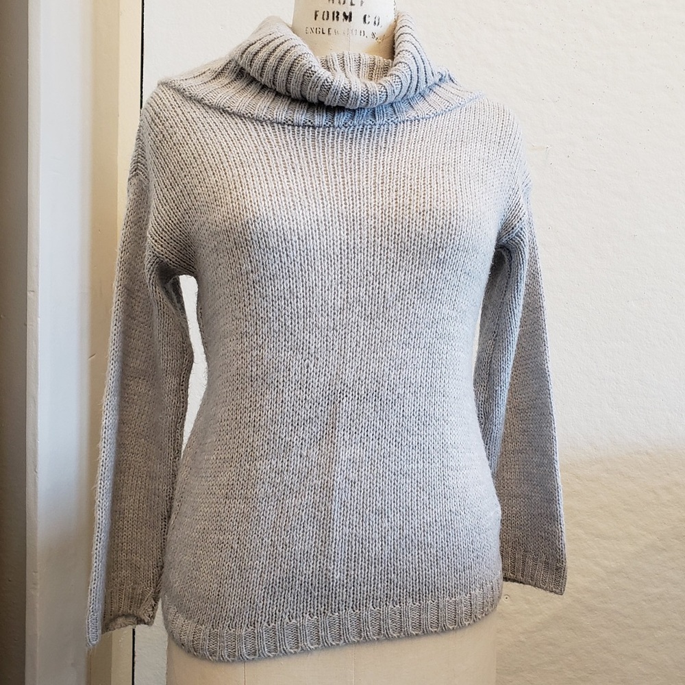 BOOHOO Grey Cowl-Neck Knit Sweater